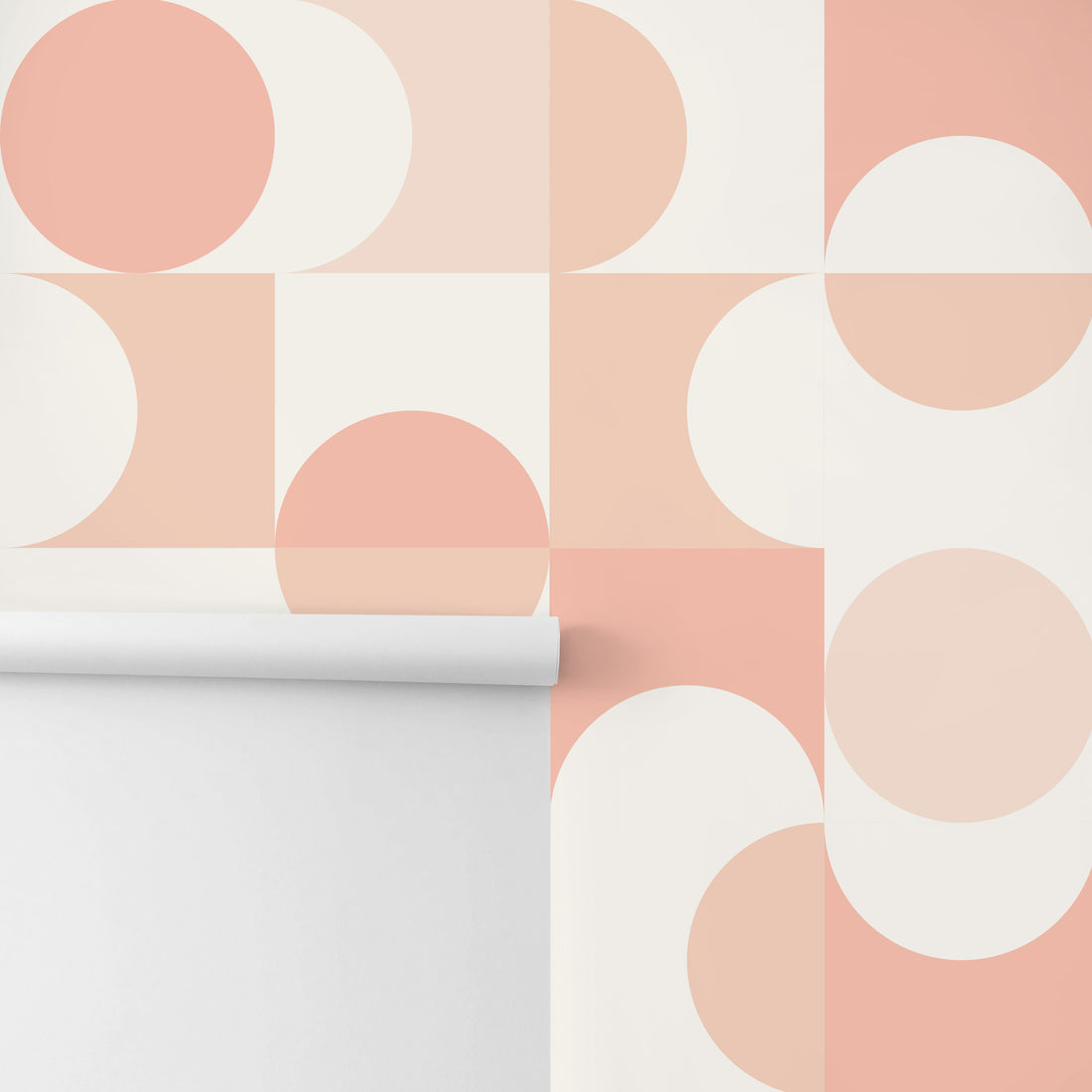 pastel geometric print wall mural close up