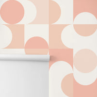 pastel geometric print wall mural close up