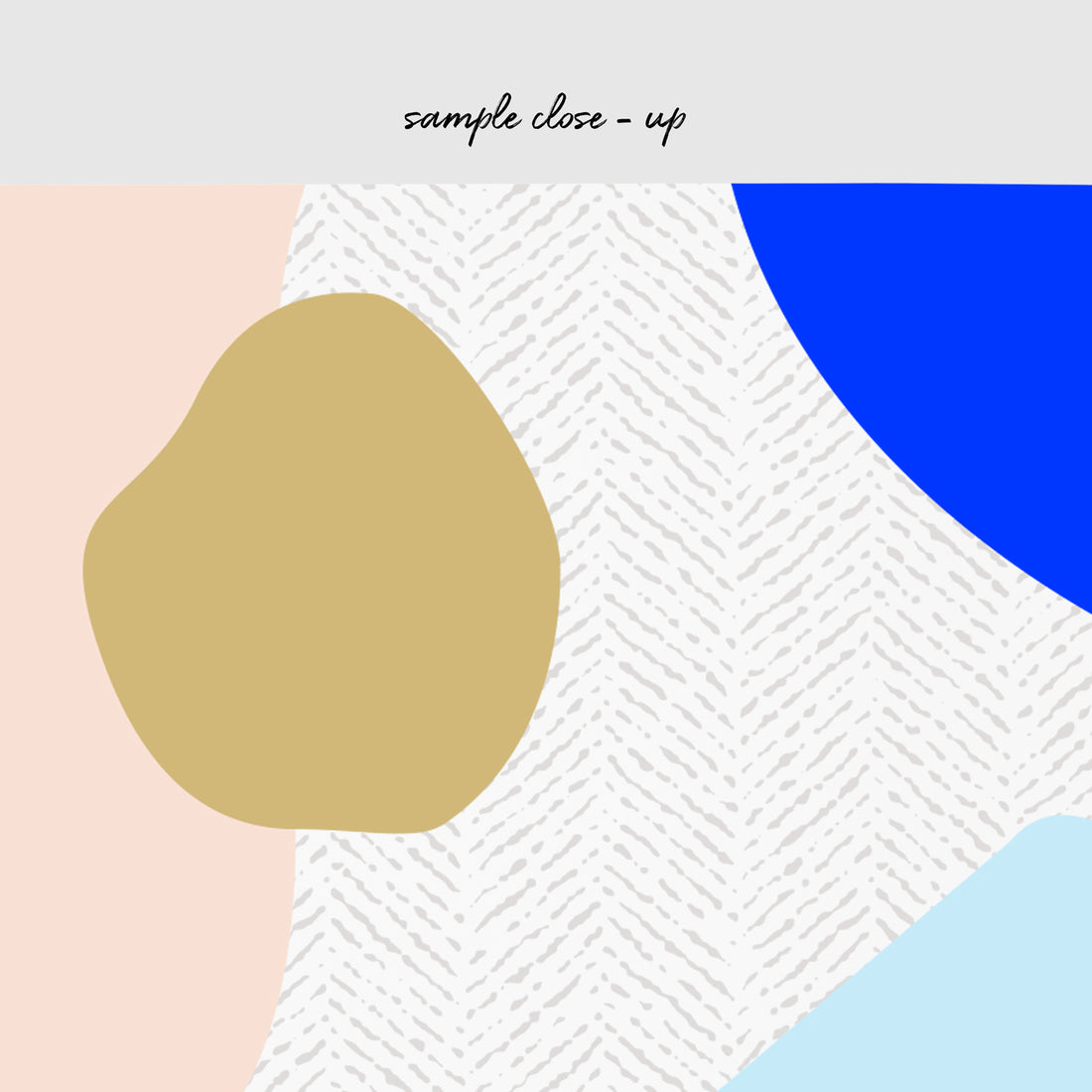 grey herringbone wall mural with abstract print shapes close up