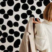 black and white spots print removable wallpaper