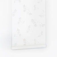 delicate bird pattern wallpaper in soft grey color