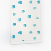 blue watercolor wallpaper for kids room