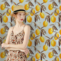 blue italian coastline inspired lemons removable wallpaper