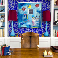 indigo blue modern wallpaper design for office