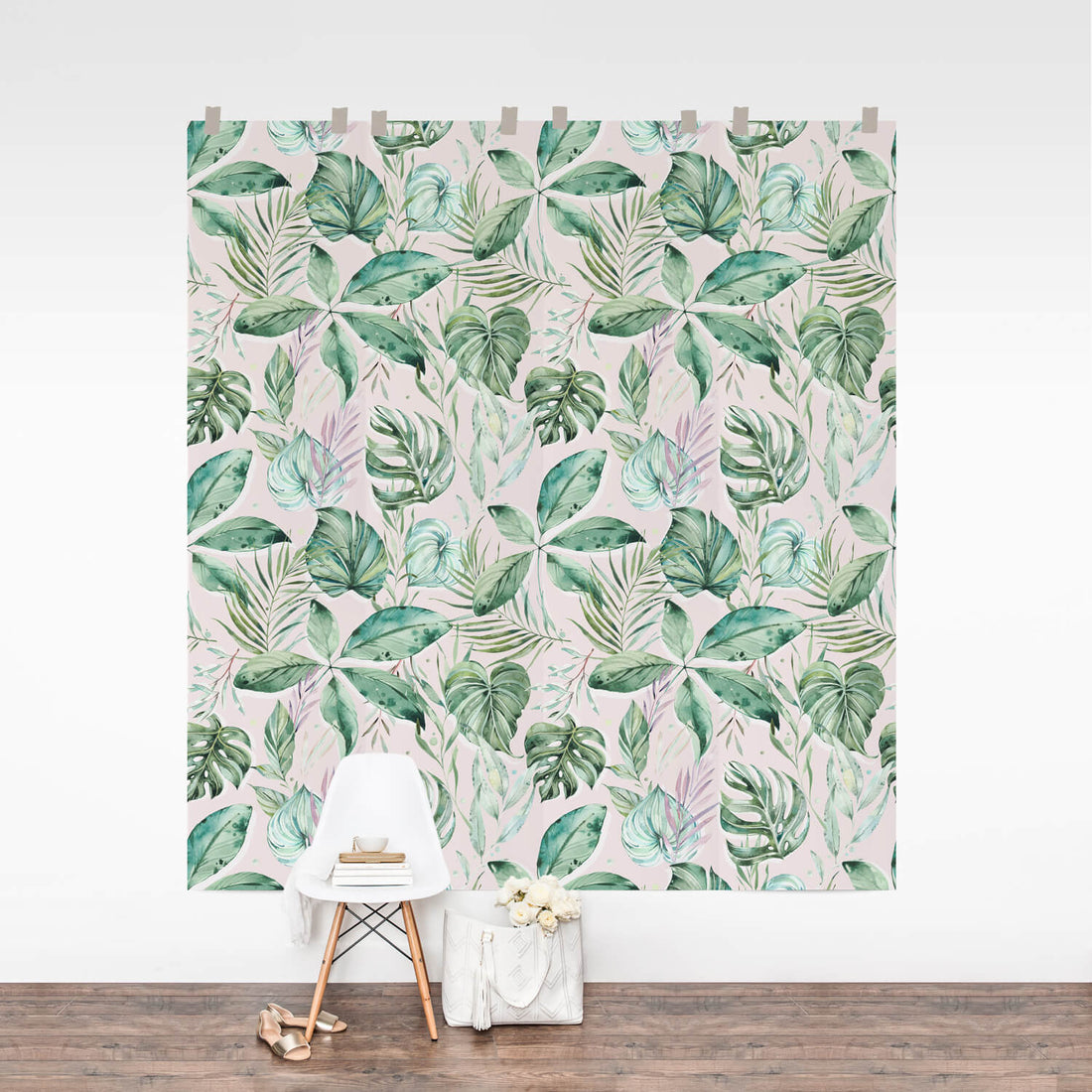 Modern pink tropical removable wallpaper