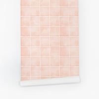 blush pink simple tiles inspired peel and stick wallpaper