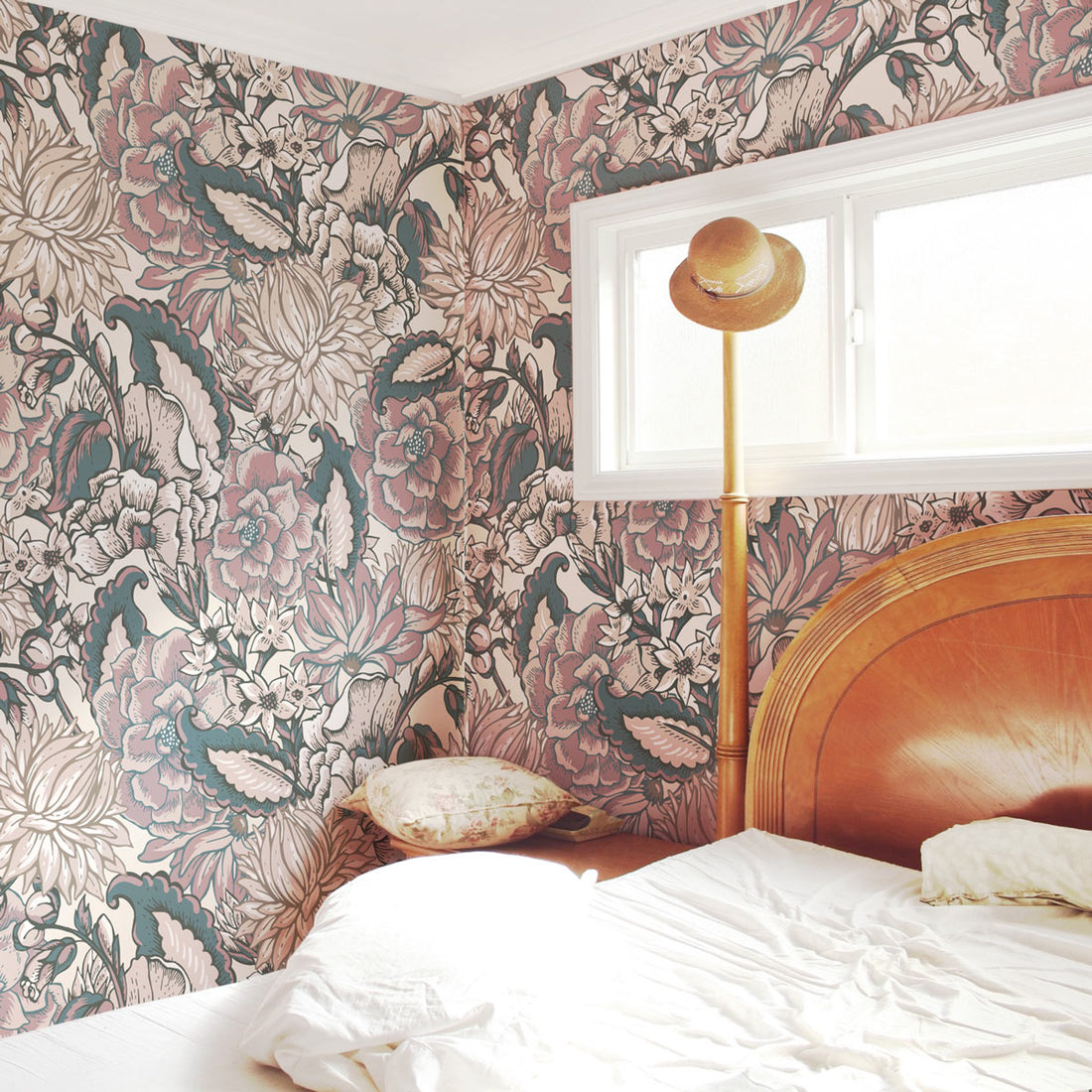 Pastel florals removable wallpaper