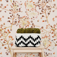 Rustic colored removable wallpaper with floral print in bohemian girl's room design