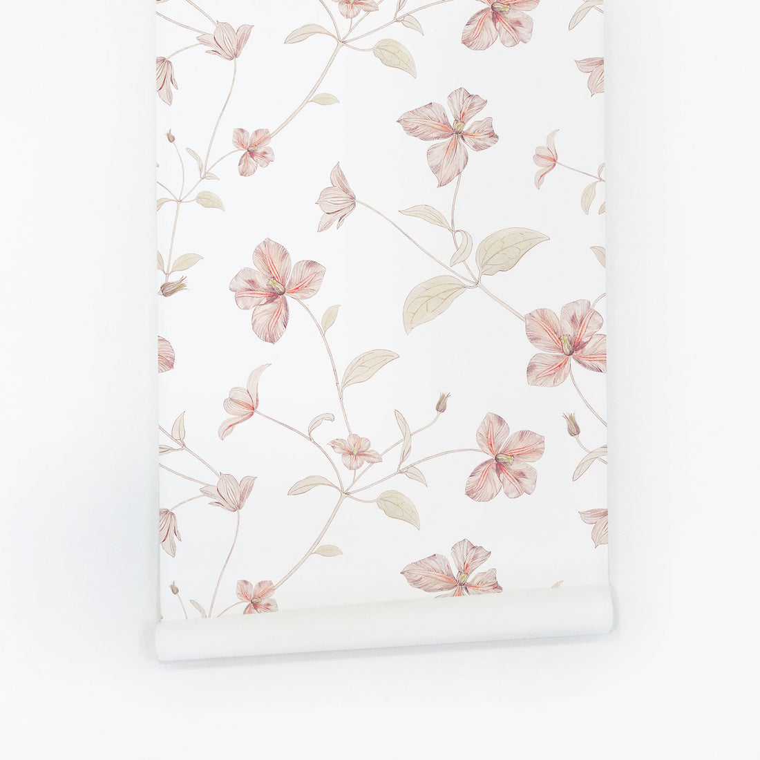 Pink floral removable wallpaper for soft nursery interiors
