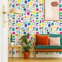 bright and colorful wallpaper for living room