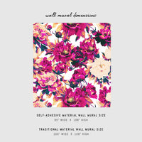 bright pink floral wall mural design for dressing room interior