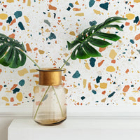 colorful terrazzo inspired removable wallpaper