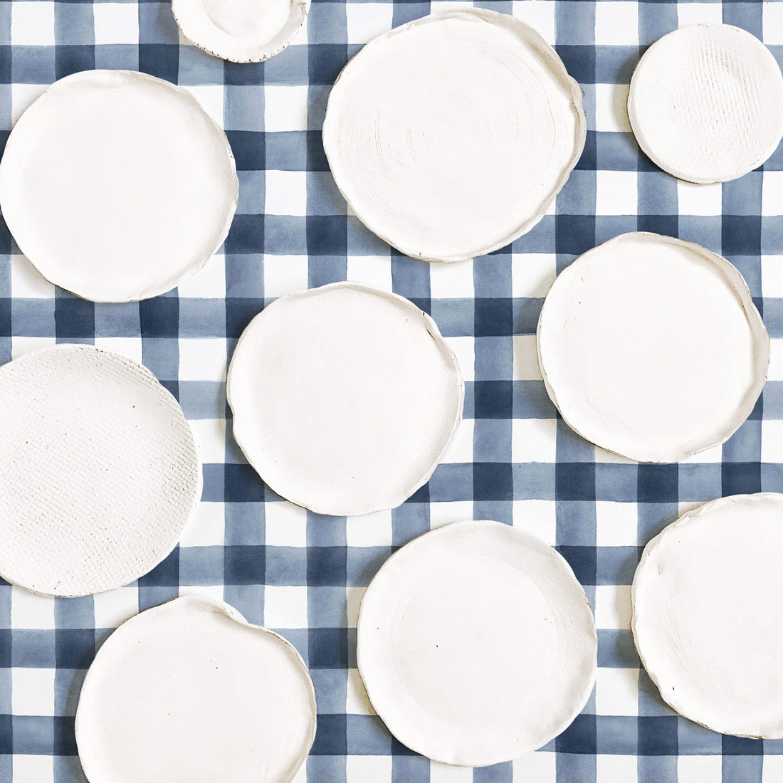 Blue watercolor plaid removable wallpaper