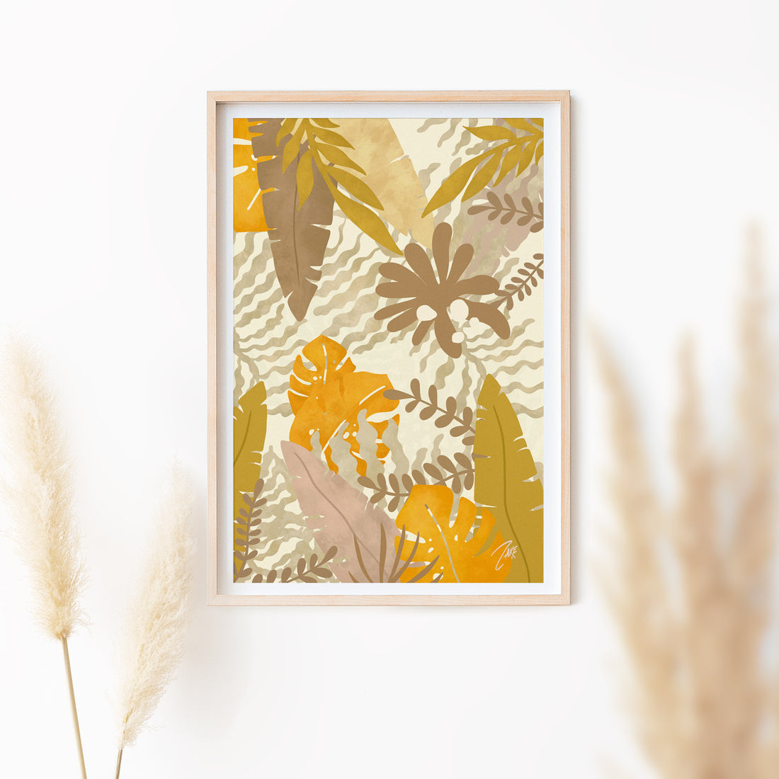 Neutral color jungle wall art poster