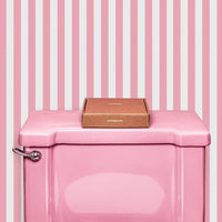 retro pink stripes for powder room