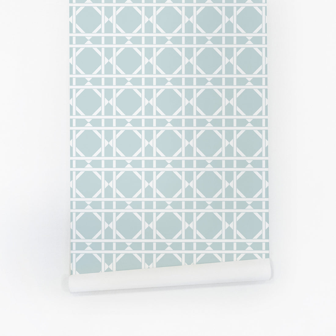 Light blue rattan cane pattern removable wallpaper