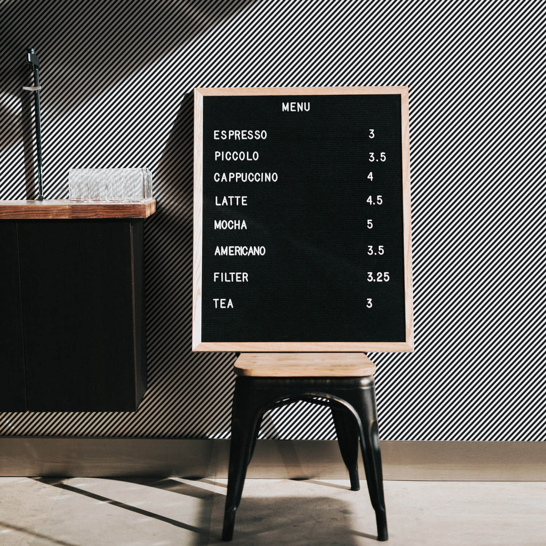 classic scandi print removable wallpaper for cafe interiors