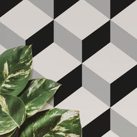 modern black and white cube design removable wallpaper