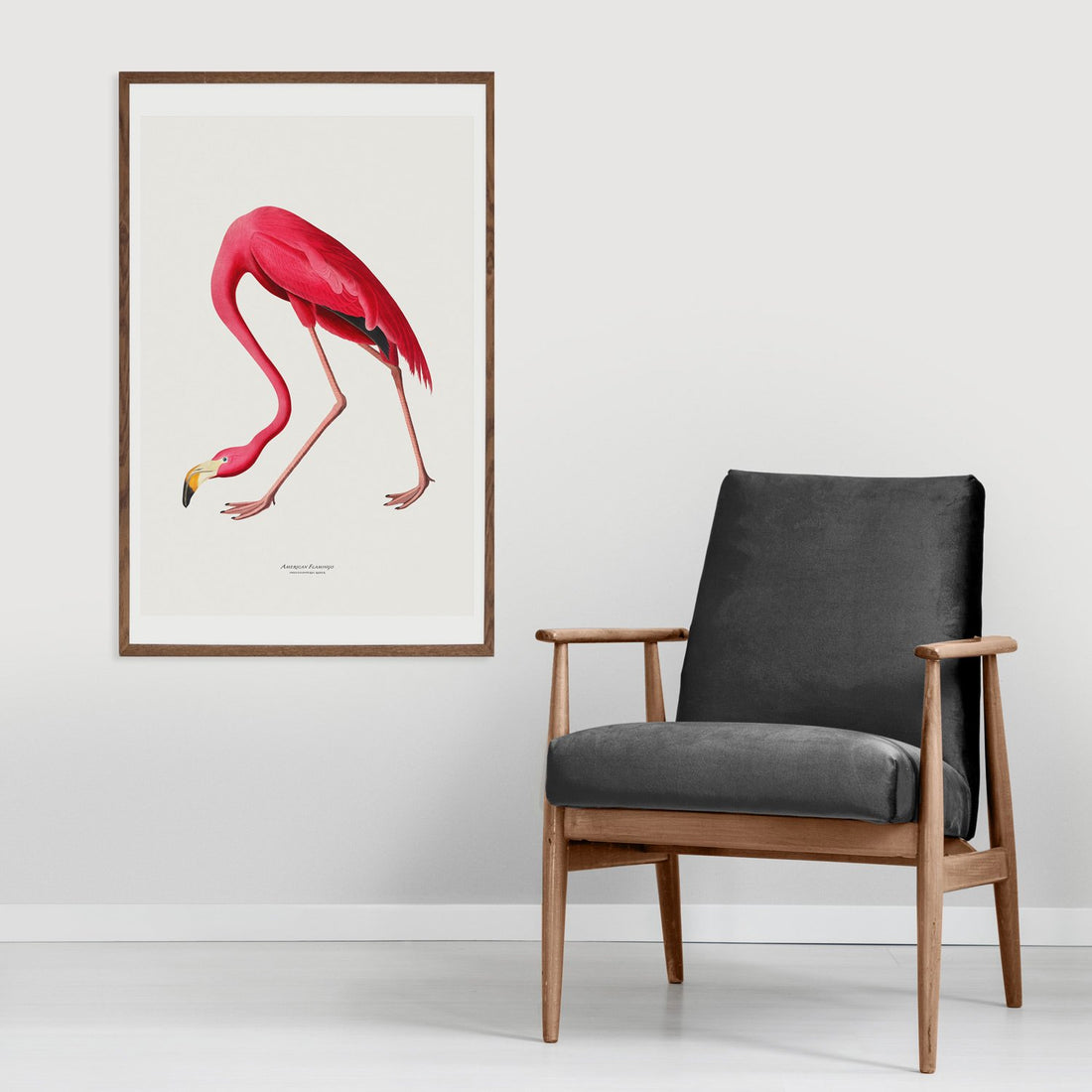Pink flamingo painted print