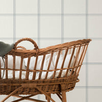 coastal nursery interior with blue plaid pattern removable wallpaper