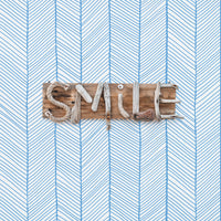 coastal removable wallpaper with blue herringbone design