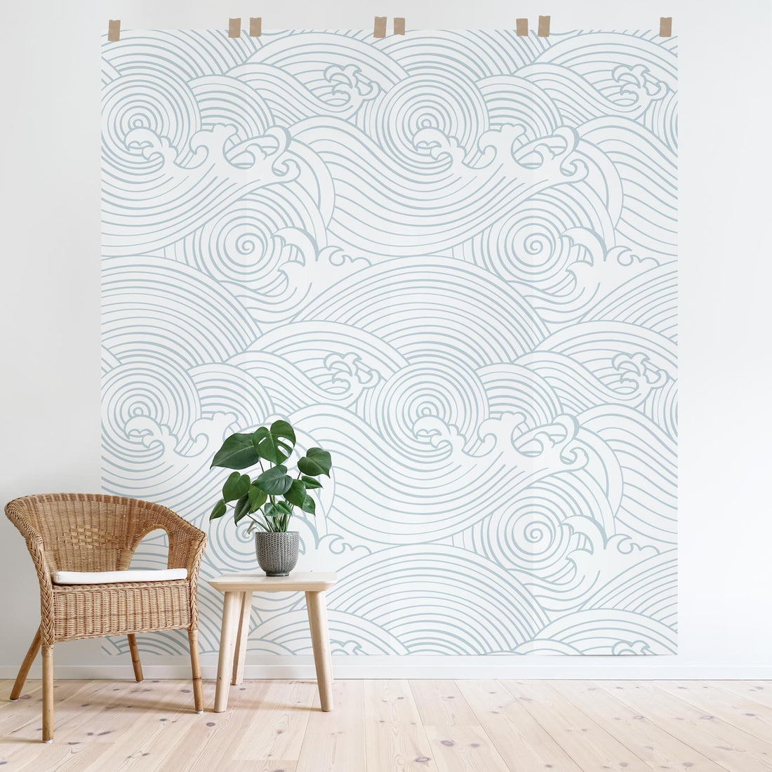 Coastal waves wall mural for nursery interiors
