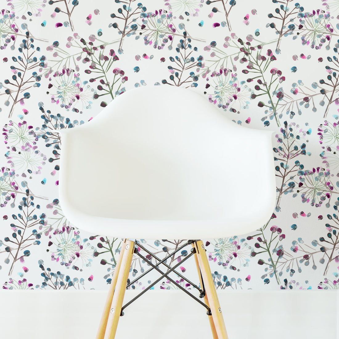 colorful meadow flower print removable wallpaper for girls bedroom