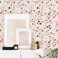 bright colors terrazzo tiles wallpaper for bedroom