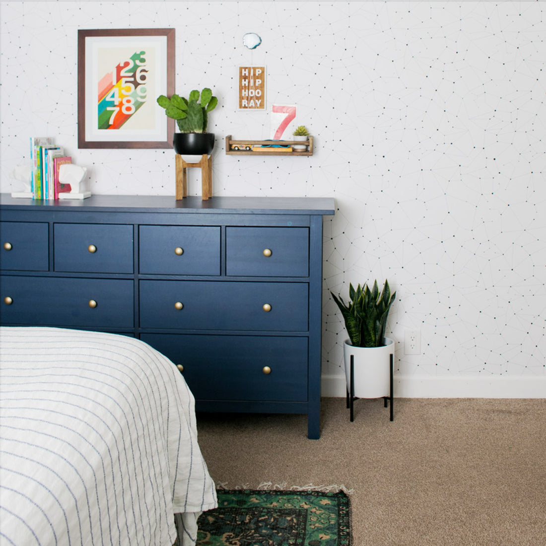 Kids room constellation stars print wallpaper