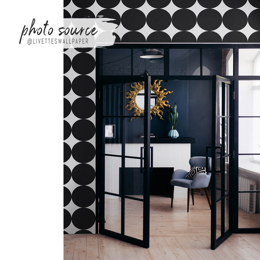 Retro style removable wallpaper feature wall