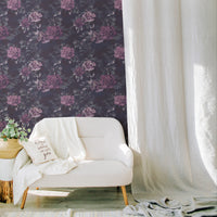 Dark peonies accent wall self-adhesive wallpaper