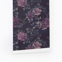 dark floral vintage print wallpaper peel and stick