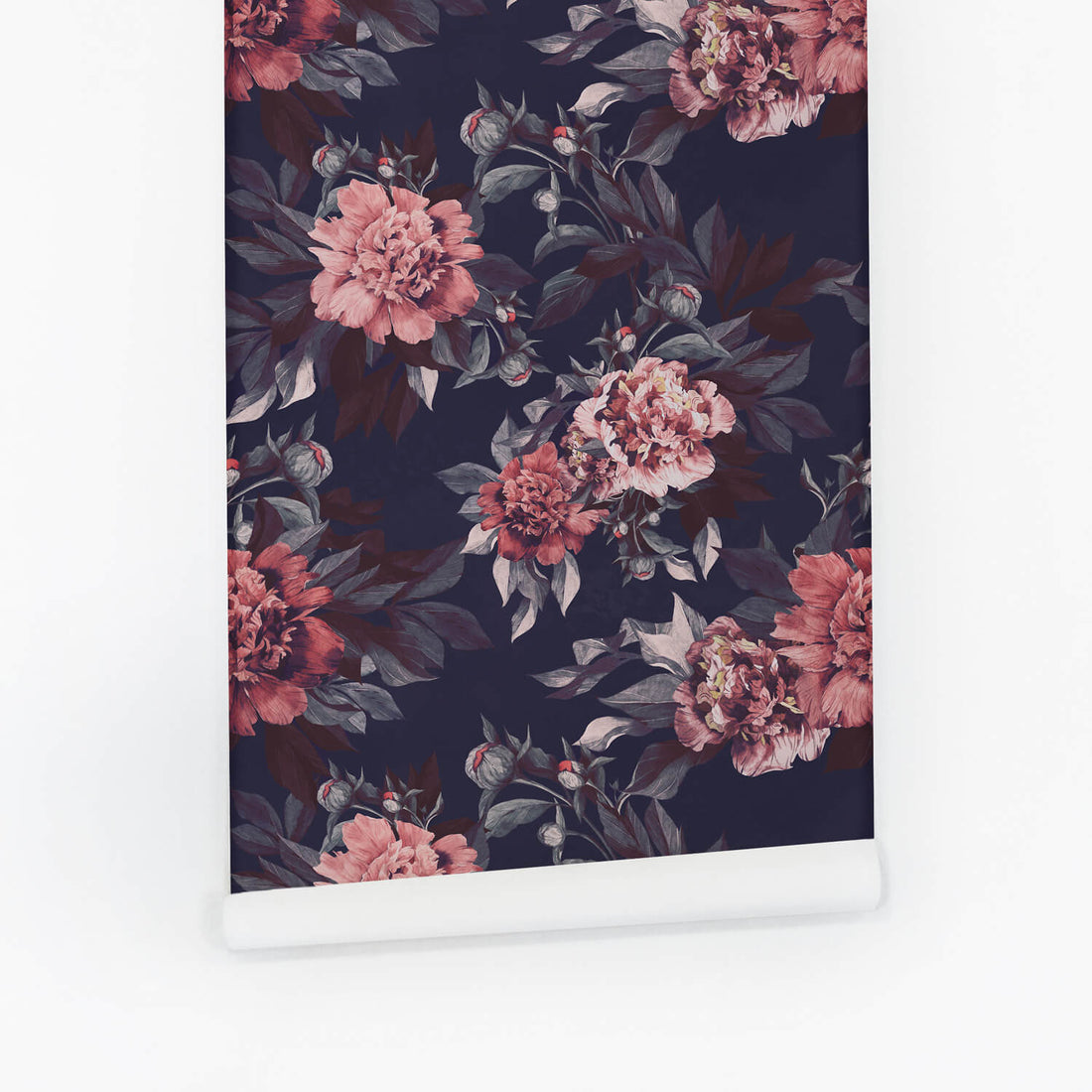 Dark blue peony design removable wallpaper