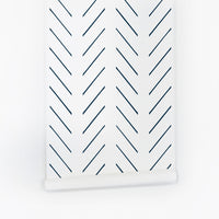 Navy herringbone self-adhesive wallpaper