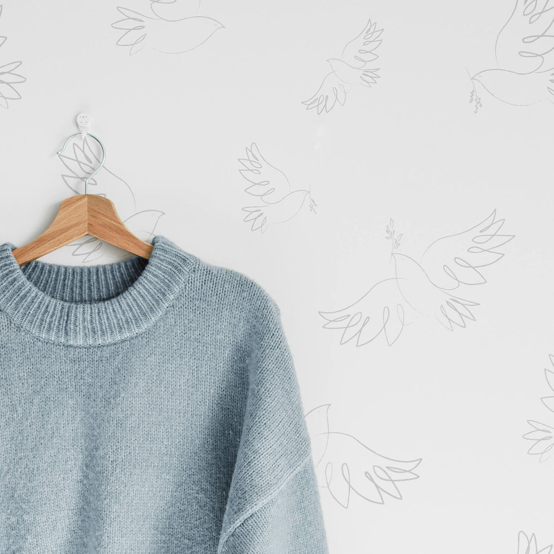 delicate bird pattern removable wallpaper for neutral kids bedroom