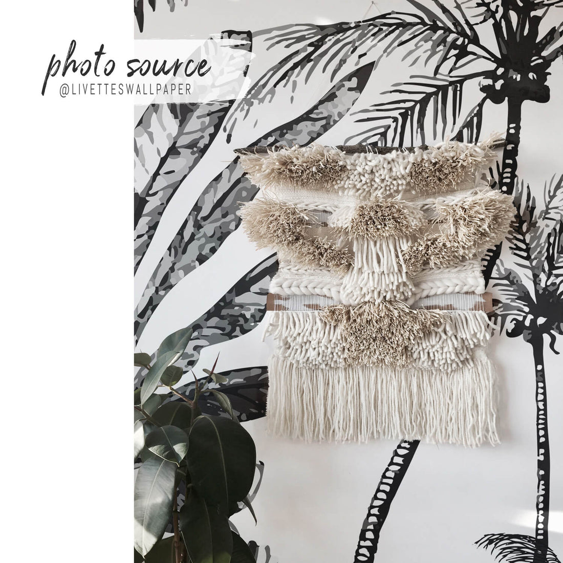 bohemian inspired wall mural design with palm trees