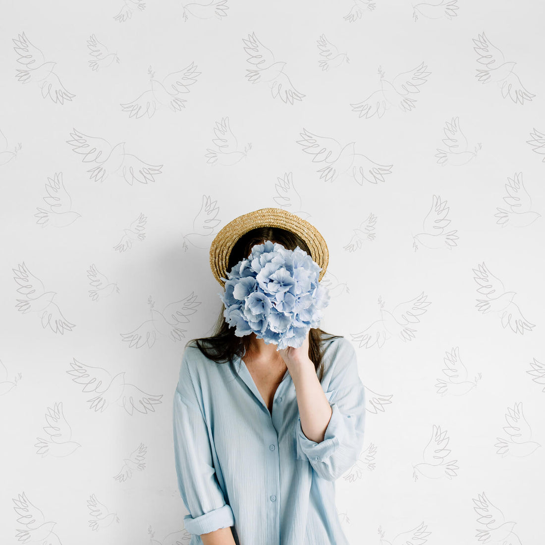 dove bird print removable wallpaper for kids room