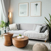 Modern coastal style living room interior with watercolor design removable wallpaper