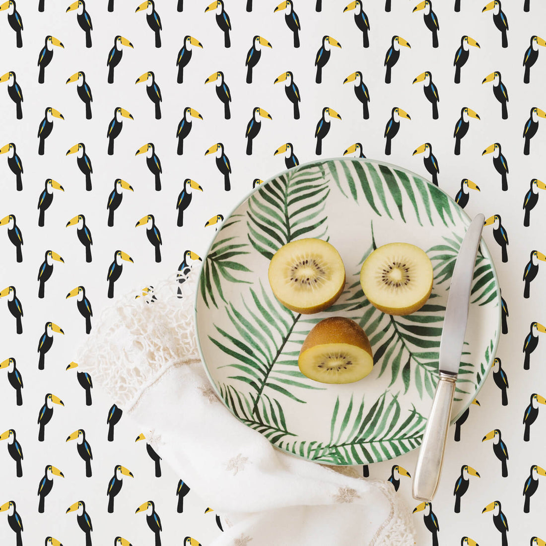 exotic kids room removable wallpaper with tropical bird pattern