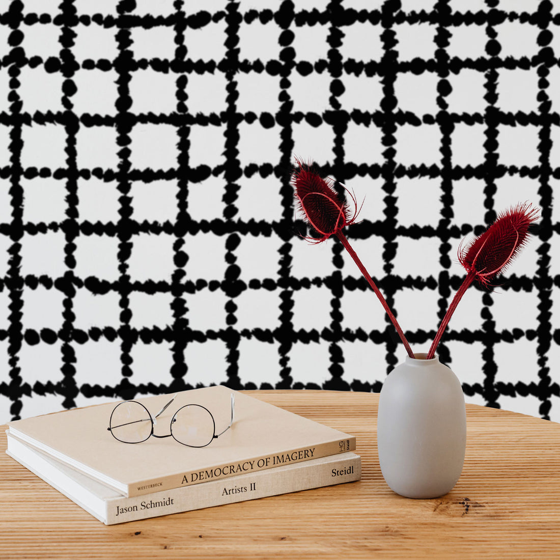 chic black and white checkered pattern wallpaper for scandinavian style home
