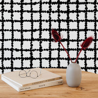 chic black and white checkered pattern wallpaper for scandinavian style home
