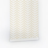 Repeated gold lines wallpaper for trendy interior design