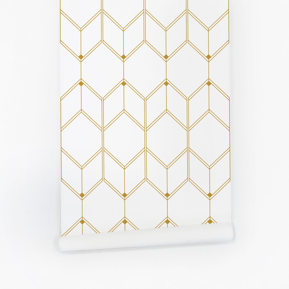 Faux gold removable wallpaper with geometric pattern