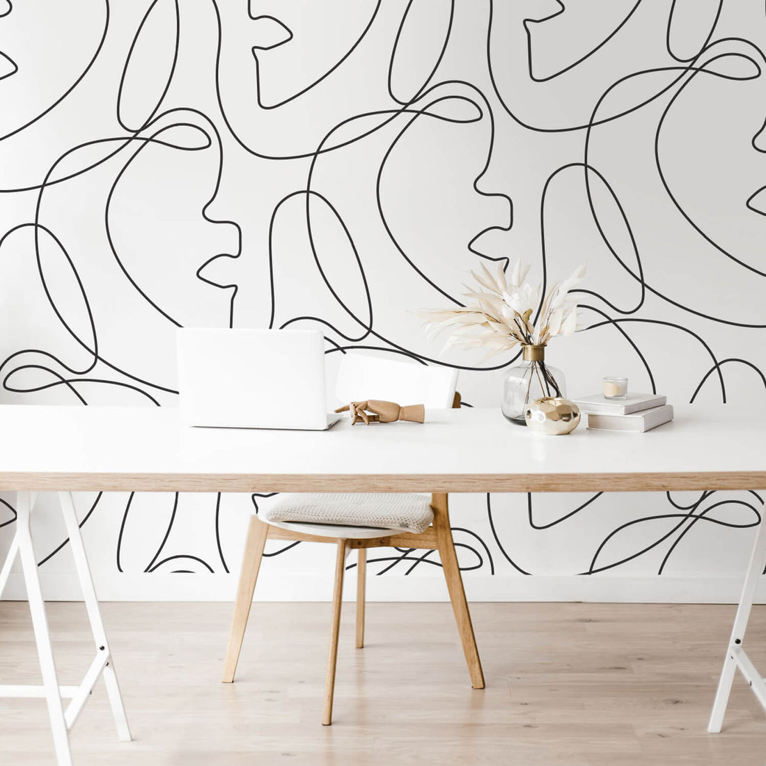 Contemporary feminine art removable wallpaper