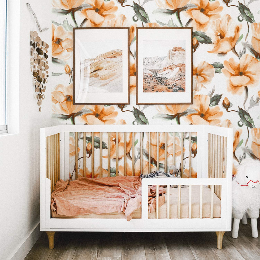 Floral design wall mural