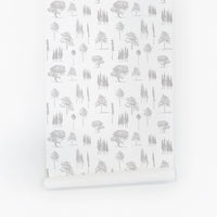 Forest peel and stick temporary wall covering