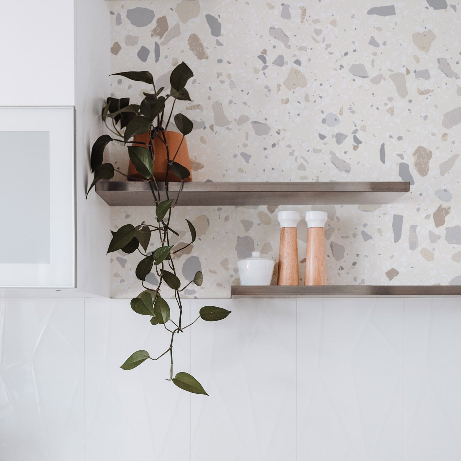 Bright terrazzo print removable wallpaper