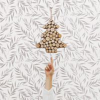 grey botanical leaves removable wallpaper for christmas time