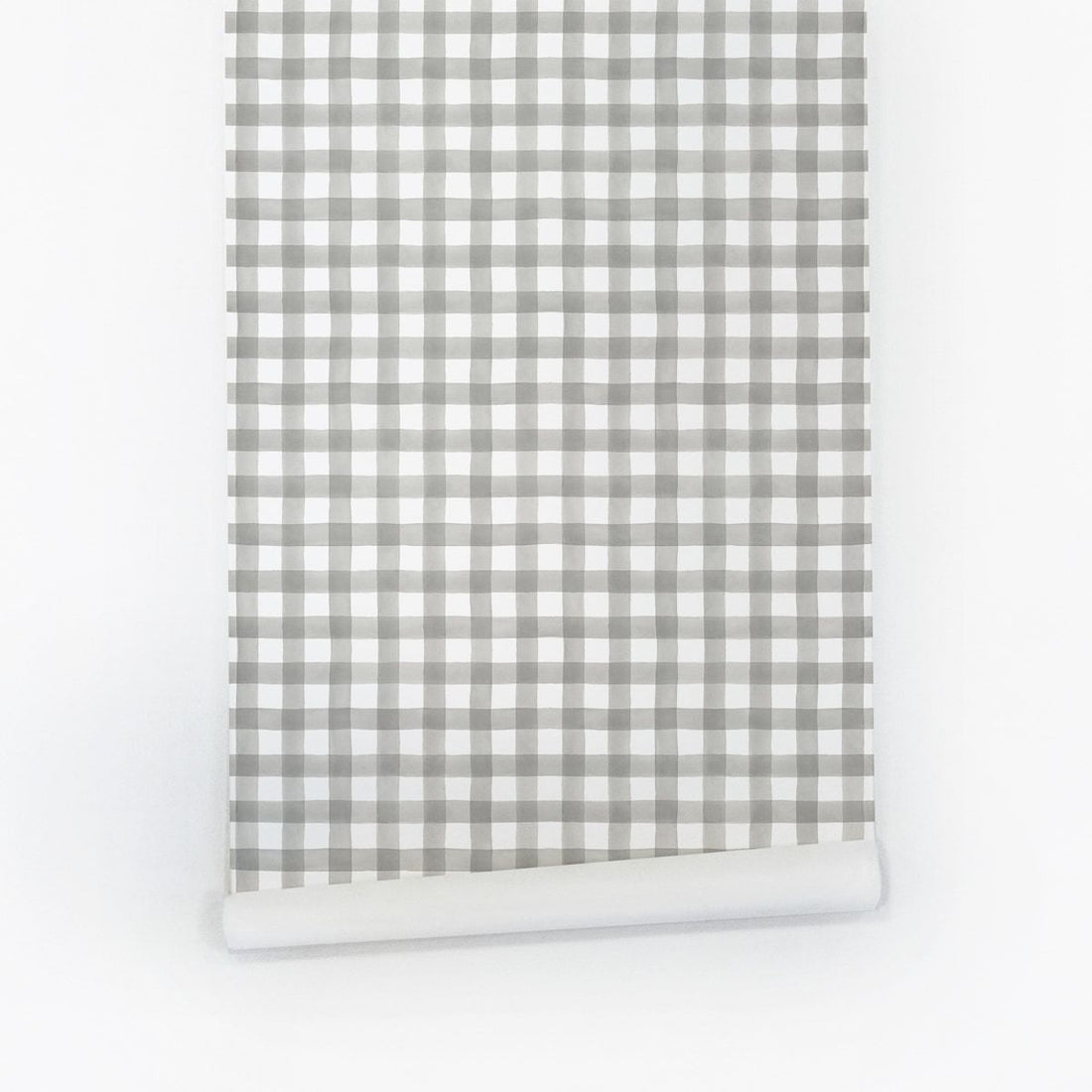 Grey plaid removable wallpaper for nursery interior