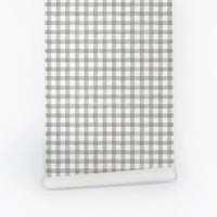 Grey plaid removable wallpaper for nursery interior